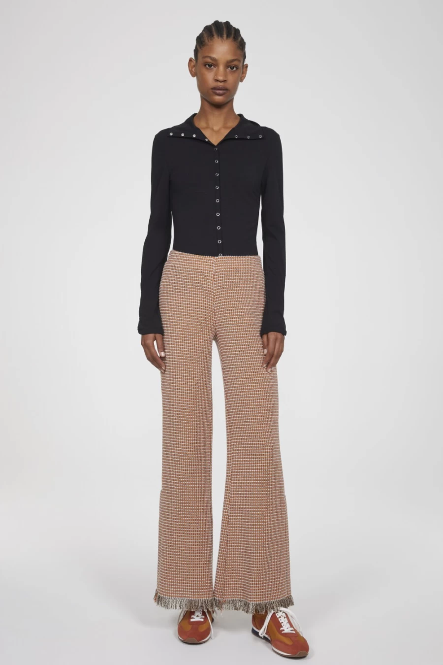 Rodebjer Women's Orange Haze Flared Pants - Niccola High Waist Wide Leg Trousers